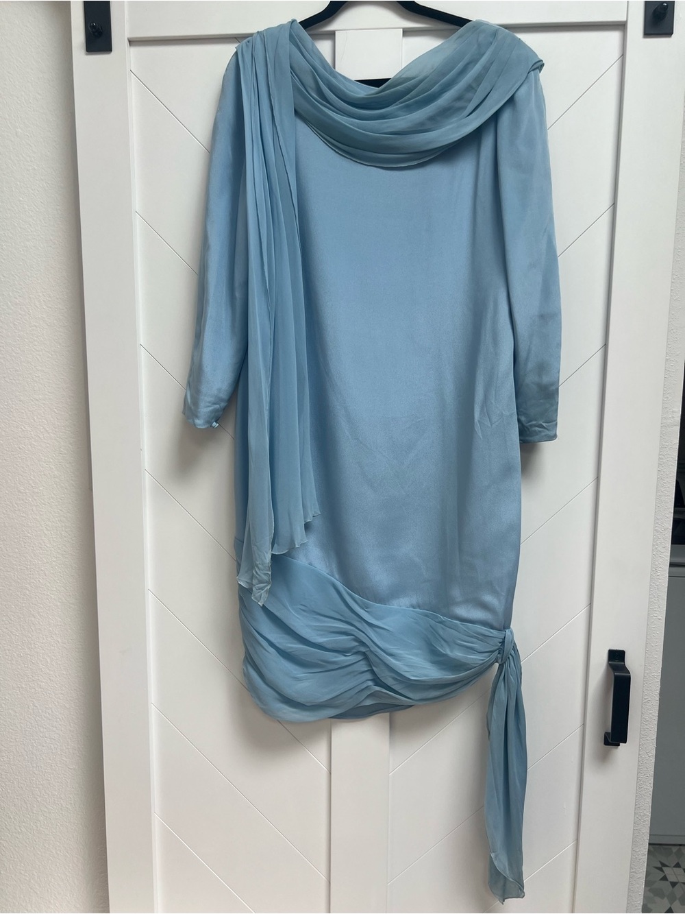 Vintage Christian Dior 1980’s One-of-a-Kind Light Blue Draped Chiffon Dress
